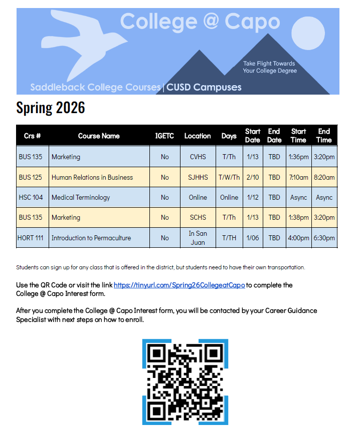 College at Capo Spring 2026