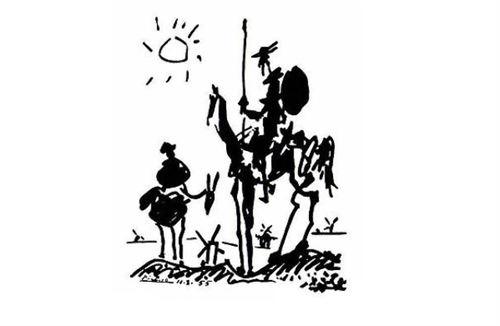 Drawing of two horseback riders
